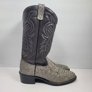 Western Men's Gray Cowboy Snakeskin Print Leather Boots 7061420 US Size 9.5D
